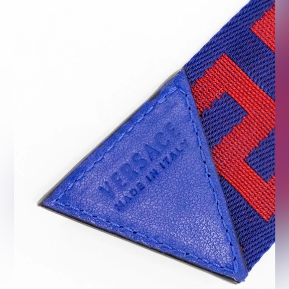 Versace Greca-pattern key lapiz blue adjustable belt (NEW) AUTHENTIC - Picture 2 of 16